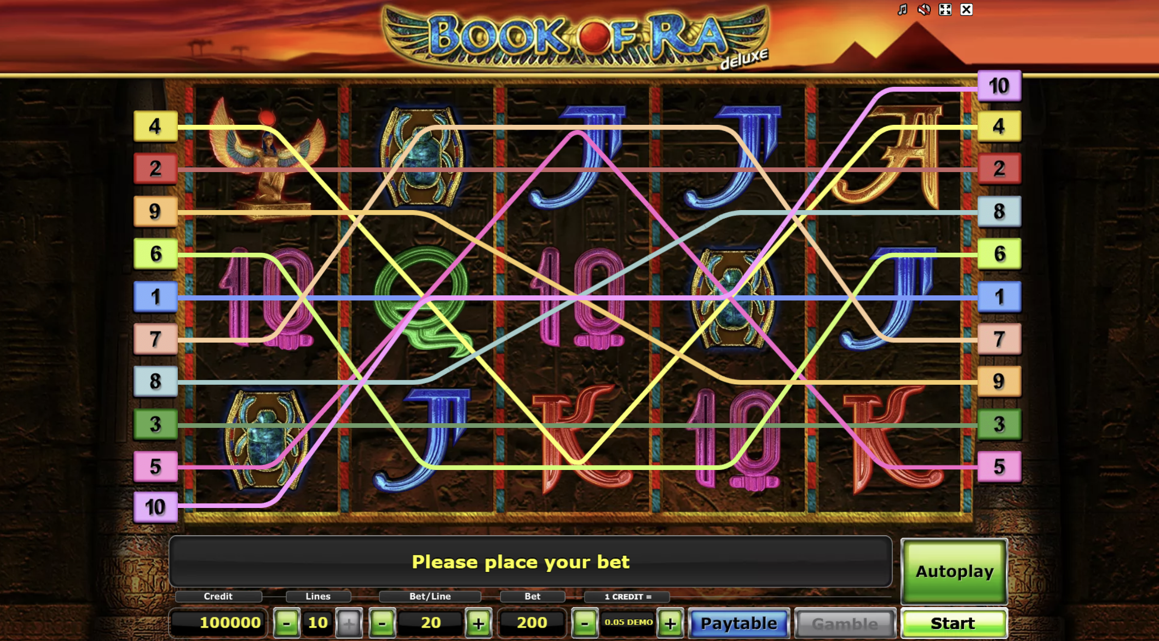 Rozgrywka w Book of Ra